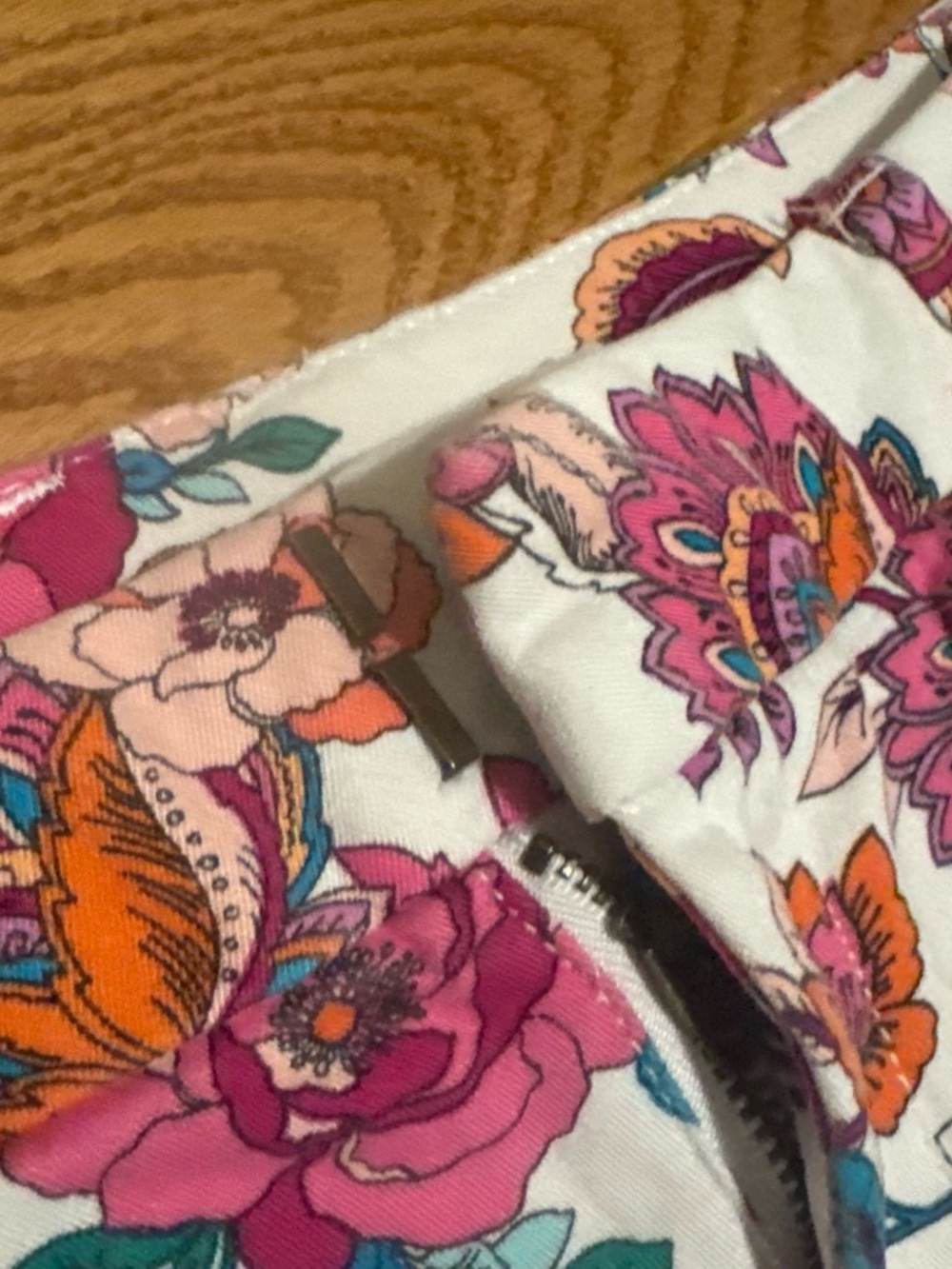 a.n.a White Floral Cotton Bermuda Shorts with Pink, Teal & Orange Flowers - Picture 4 of 6